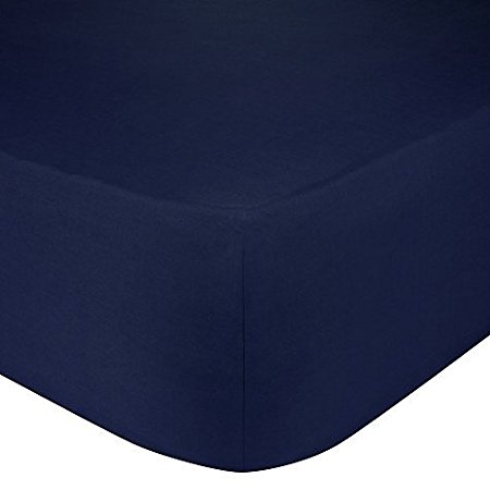 100% Cotton 16"/40CM Extra Deep  Fitted Sheet By Sasa Craze Bedding (Double, Navy)