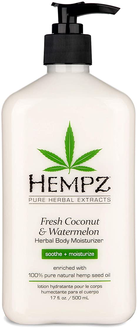 Hempz Natural Herbal Body Moisturizer: Fresh Coconut & Watermelon Moisturizing Skin Lotion, 17 oz