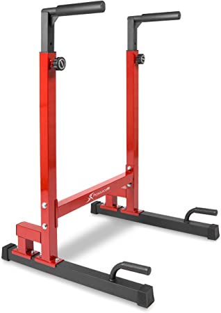 ProsourceFit Dip Stand Station, Heavy Duty Adjustable Height Upper Body Equipment for Home Gym for Tricep Dips, Pull-Ups, Push-Ups, L-Sits