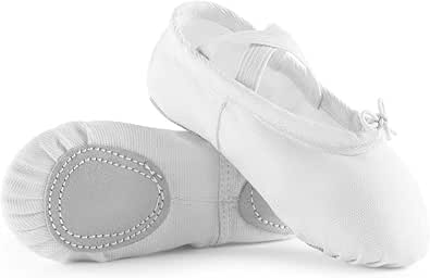 Canvas Ballet Shoes for Girls, Dance Practice Slippers Split Soft Leather Flat Shoes(Toddler/Little Kid/Big Kid)