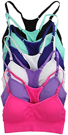 ToBeInStyle Women's Pack of 6 Racerback Sports Bras or Active Shorts