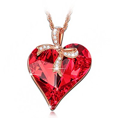 LadyColour "Sweet Heart" Heart Pendant Necklace Made with Swarovski Crystals