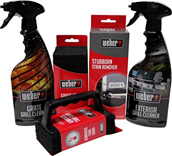 Weber Grill Cleaning Kit - Exterior and Grate Grill Cleaner, Stubborn Stain Remover, and Grill Scrubber with Extra Scrubber Pads