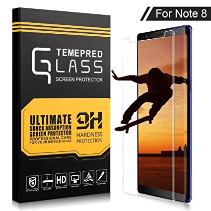 Cordking Samsung Galaxy Note 8 Tempered Glass Screen Protector , Anti-Bubble Ultra HD,Clear,Touch Agility Crystal ,Bubble Free,Easy Installation,Durable Scratch Resistance