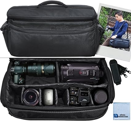 Acuvar Professional Well Padded Extra Large Water-Resistant Gadget Bag Case Compatible with Canon, Sony, Nikon,Pentax, JVC, Olympus Panasonic, Fijifilm, Samsung Camera & Camcorder