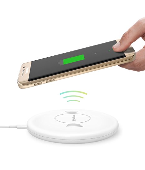 Wireless Charger Yoobao Ultra Thin Wireless Charging Pad for Samsung S7,S7 Edge,S6,S6 Edge,S6 Edge Plus and more Qi-Enabled Devices--White