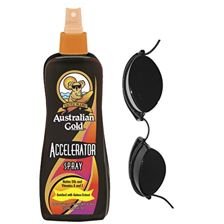 Australian Gold Dark Tanning Accelerator Spray & Free Sunbed Goggles