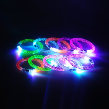 Seekingtag Colorful LED Flash Bracelet, Pack of 10