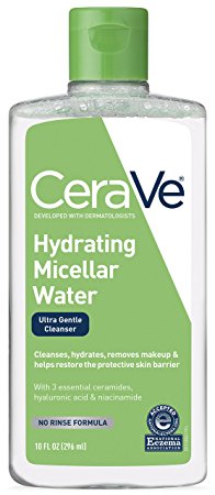 CeraVe Micellar Water & Makeup Remover / Hydrating Facial Cleanser & Eye Makeup Remover w Hyaluronic Acid to Remove Foundation Makeup, Waterproof Mascara, Dirt & Oil, 10 Fl Oz