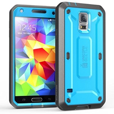 Galaxy S5 Case, SUPCASE [Heavy Duty] Samsung Galaxy S5 Case [Unicorn Beetle PRO Series] Full-body Rugged Case with Built-in Screen Protector (Blue/Black), Dual Layer Design   Impact Resistant Bumper