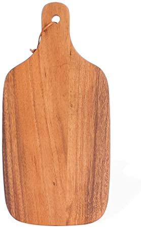 Acacia Wood Cheese Board, Wooden Serving Board and Bread Board, Modern Design with Handle-15.35 x 7 Inch