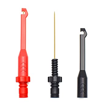 inShareplus Electronic Wire Piercing Probe Clip 2mm for Automotive Diagnostic Tester Tool, Puncture Wire Back Probe Pins Insulation for Car Circuit Detection Black&Red, 2 Pack