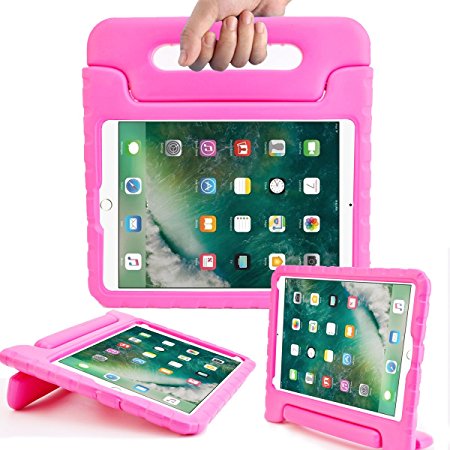 AVAWO New iPad 9.7 2017 Model Kids Case - Light Weight Shock Proof Convertible Handle Stand Friendly Kids Case for Apple iPad 9.7-inch 2017 Latest Gen / iPad Air / iPad Air 2 Tablet - Magenta/Rose