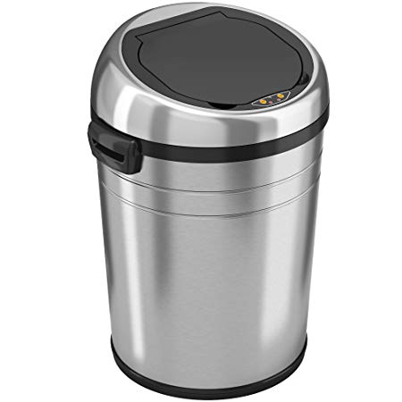 iTouchless 18 Gallon Commercial Size Touchless Sensor Trash Can with Odor Control System, Stainless Steel, 68 Liter Round Automatic Garbage Bin