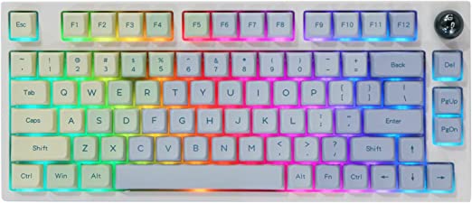 EPOMAKER TH80 75% Hot Swappable RGB 2.4Ghz/Bluetooth 5.0/Wired Mechanical Gaming Keyboard with MDA PBT Keycaps, Large Capacity Battery, Knob Control for Windows/Mac(Flamingo Switch)