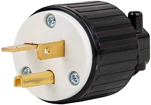 Nema 6-20P 20A 250V Plug T-Blade 250Volt Industrial 20A Plug, Easy Assembly 20Amp 250 Volt USA Canada 3-Prong Male Straight Blade Connector, (UL Listed) LK7620P