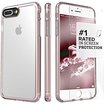 iPhone 7 Plus Case, Clear Rose Gold SaharaCase Protective Kit Bundle with [ZeroDamage Tempered Glass Screen Protector] Rugged Protection Anti-Slip Grip [Shockproof Bumper] Slim Fit (Clear)