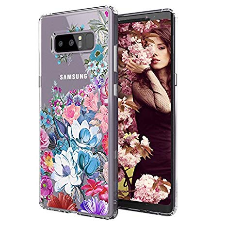 MOSNOVO Galaxy Note 8 Case, Clear Galaxy Note 8 Case, Floral Flower Garden Pattern Printed Clear Design Transparent Plastic Back Case with TPU Bumper Protective Case Cover for Samsung Galaxy Note 8