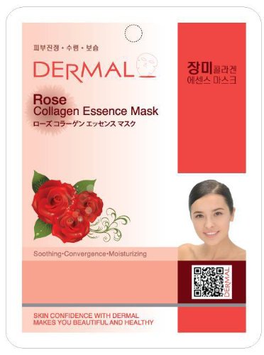 Dermal Korea Collagen Essence Full Face Facial Mask Sheet - Rose (10 Pack)