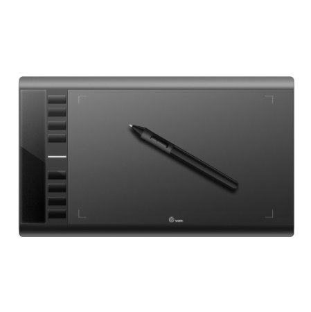Ugee M708 Drawing Graphics Tablet 10x6" with 8 Express Keys For Left & Right Hand Use (5080 LPI 230 RPS 2048 Levels) Windows & Mac - UK Stock-Black