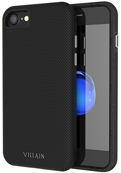 iPhone 7 Case - Villain Dual Layer Protection - Better Shock Resistance - Slim, Stylish & Non-Slip Grip Technology (Black)
