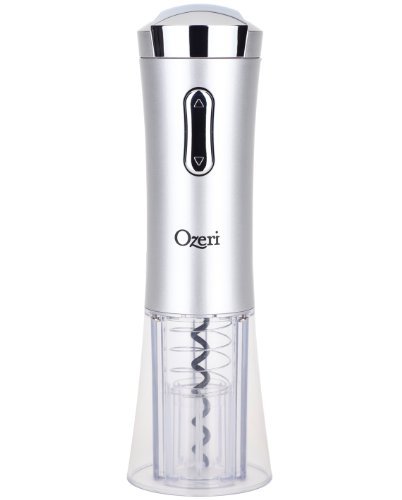Ozeri Nouveaux Electric Wine Opener with Removable Free Foil Cutter Refined Silver
