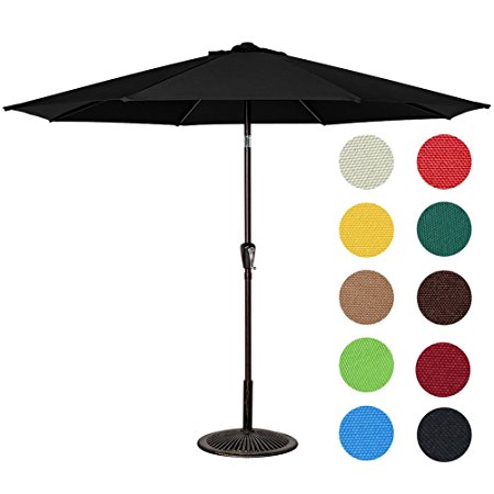 Sundale Outdoor 9 Feet Outdoor Aluminum Patio Umbrella with Auto Tilt and Crank, 8 Alu. Ribs, 100% Polyester (Black)