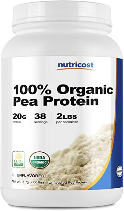 Nutricost Organic Pea Protein Isolate Powder (2LBS) - Unflavored, Certified USDA Organic, Protein from Plants, Vegan Friendly, Gluten Free, Non-GMO