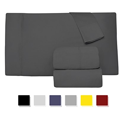 Comfy Sheets Luxury 100% Egyptian Cotton - Genuine 1000 Thread Count 4 Piece Sheet Set-Fits Mattress Up to 18'' Deep Pocket (King, Dark Grey)