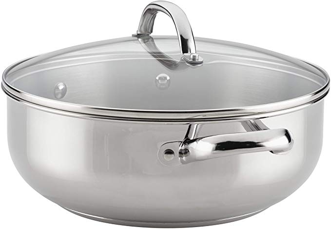 Farberware 70152 Buena Cocina Stainless Steel Dish/Casserole Pan with Lid, 6 Quart, Silver