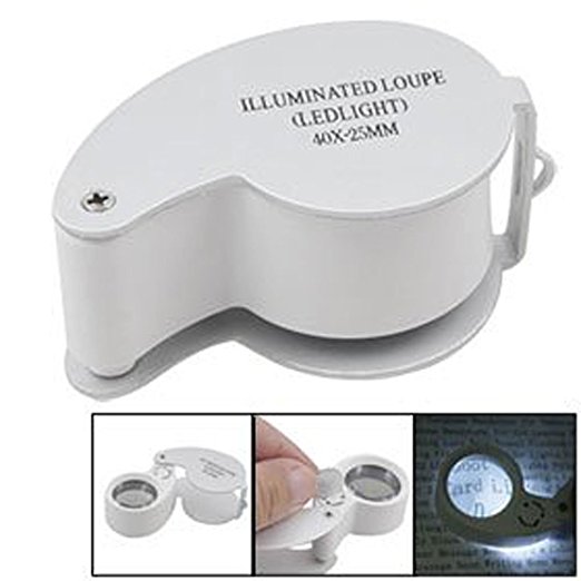 niceEshop  40 X 25mm Glass Lens Jeweler Loupe Magnifier With LED