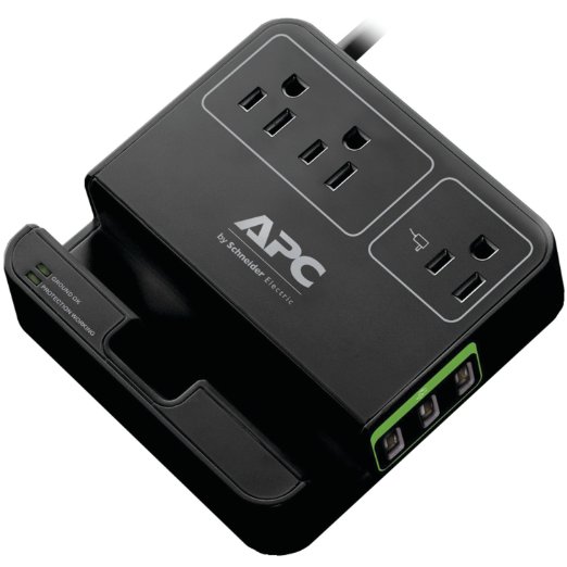 APC P3U3B Essential Surge Arrest, 3 Outlets, 3 USB Charging Ports, 120V, Black