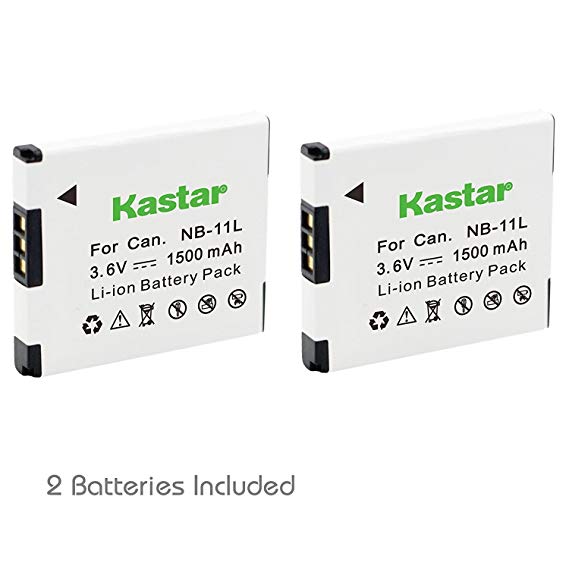 Kastar 2 Pack Battery for Canon NB-11L NB11L and Canon PowerShot A2300 A2400 A2500 A2600 A3400 A3500 A4000 IS, ELPH 110 115 130 320 340 HS, IXY 420 F Digital Camera