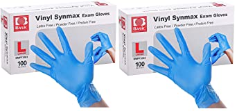 Basic Disposable Vinyl Gloves, Large Size, 100 Pcs (Pack of 2), Blue, (BMPF3003)