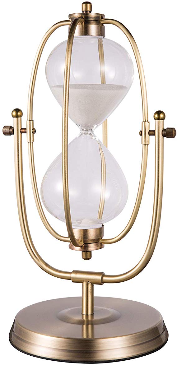 KSMA Rotating Hourglass 30 Minutes,Brass-Tone Hour Glass Sand Timer for Vintage Home Décor Wedding Gift