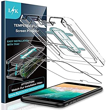 LK [3 Pack] Screen Protector for iPhone 7 / iPhone 8 4.7", [Installation Kit Included] Tempered Glass 9H Hardness, Anti Scratch, Case Friendly