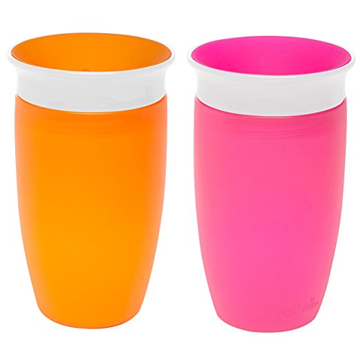 Munchkin 2 Pack Miracle 360⁰ 10oz Sippy Cup/Orange and Pink