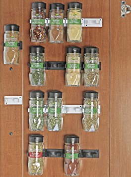 SimpleHouseware 30 Spice Gripper Clips Strips Cabinet Holder - 6 Strips, Holds 30 Jars