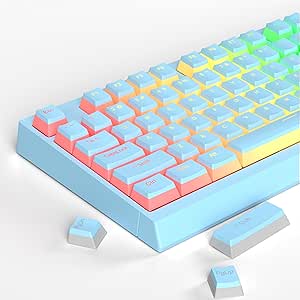 MageGee Double Shot PBT Pudding Keycaps 130 Keys,Keycaps with Translucent Layer,Full 104 Key Set and 16 Additional Keycaps,OEM Profile,Mechanical Keyboard Accessories - Blue