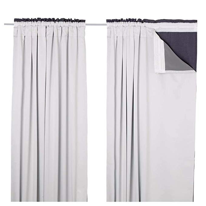 Noah's Linen BLACKOUT THERMAL CURTAIN LINING PAIR 66" x 72” Ready-Made 3 PASS INSULATED Solar reflective coated “Curtain Hooks Included”