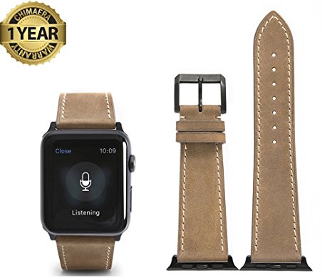 Apple Watch Band 42mm Genuine Calf Leather fit iWatch & Sport & Edition Series 1 Series 2 Super Soft Strap Classic Pin Buckle for Women and Men