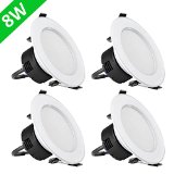 LE Pack of 4 Units 8W 35-Inch LED Recessed Lighting 75W Halogen Bulbs Equivalent LED Driver Included 400lm Warm White 3000K 90 Beam Angle Recessed Ceiling Lights LED Downlight