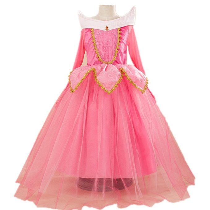 OuTaking Girls' Pink/Blue Cartoon Party Dress Princess Costume for 2-12