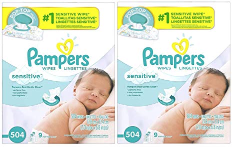 Pampers Sensitive Water-Based Baby Diaper Wipes, Hypoallergenic and Unscented