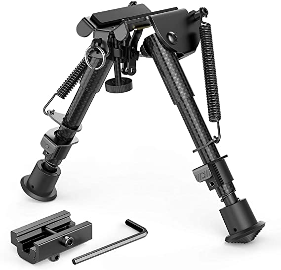 Feyachi Carbon Fiber Tactical Rifle Bipod 6"-9" Adjustable with Picatinny Adapter