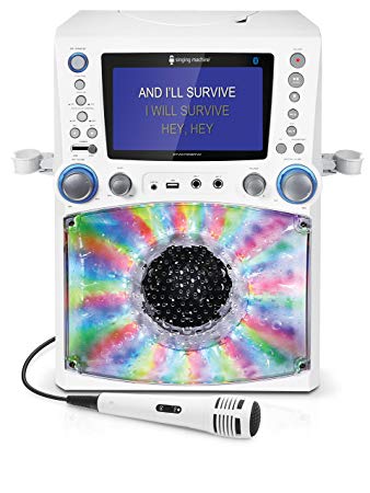 Singing Machine STVG785BTW Bluetooth Karaoke Machine with Disco Lights