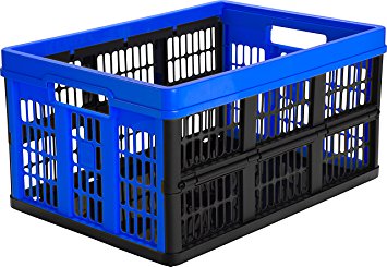 CleverMade CleverCrates Collapsible Storage Bin/Container: 45 Liter Utility Basket/Tote, Royal Blue
