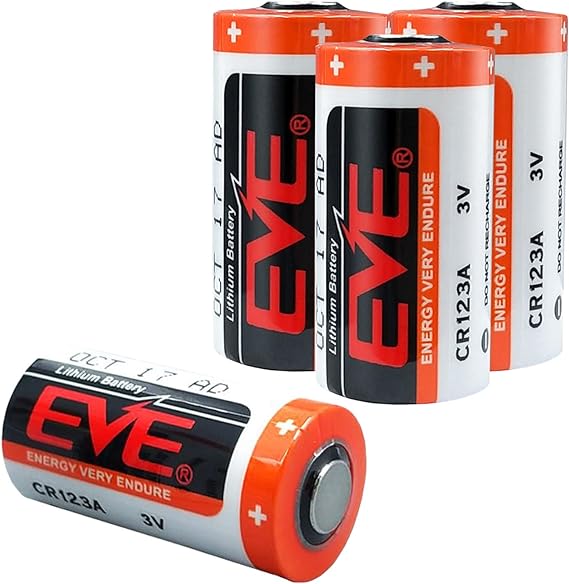 EVE Energy 4 Pack CR123A 3V Lithium Battery 1500mAh Non-Rechargeable Batteries for Cameras, Flashlight, Security Devices, Automatically Production line by First Tier Battery Facility