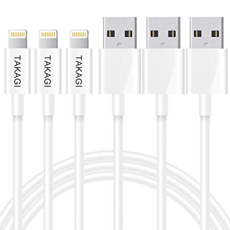 TAKAGI Phone Charger 3PACK 6Feet Extra Long Fast Charging USB Cable High Speed Data Sync Transfer Power Cord Compatible with Phone XS MAX/XR/XS/X/8/7/Plus/6S/6/SE/5S/5C/Tablet