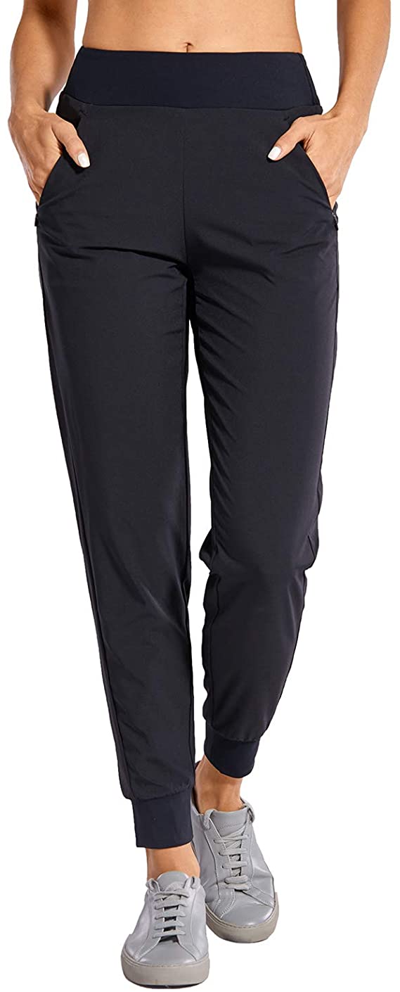 CRZ YOGA Women's Double Layer Jogger Sweatpants with Zipper Pockets Warm Stretchy Comfy Lounge Pants Elastic Waist